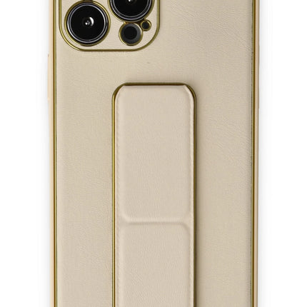 iPhone 13 Pro Coco Deri Standlı Kapak Kılıf - Gold