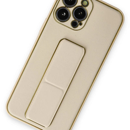 iPhone 13 Pro Coco Deri Standlı Kapak Kılıf - Gold 2