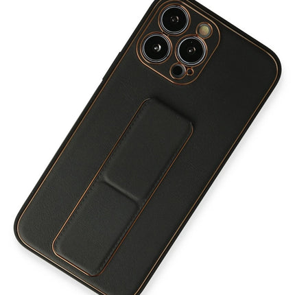 iPhone 13 Pro Coco Deri Standlı Kapak Kılıf - Siyah 2