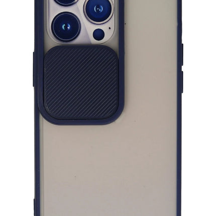 iPhone 13 Pro Palm Buzlu Kamera Sürgülü Silikon Kılıf - Lacivert