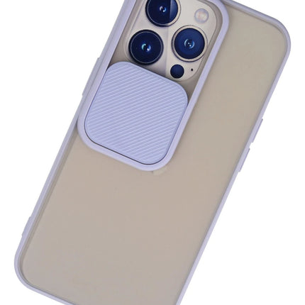 iPhone 13 Pro Palm Buzlu Kamera Sürgülü Silikon Kılıf - Lila 3