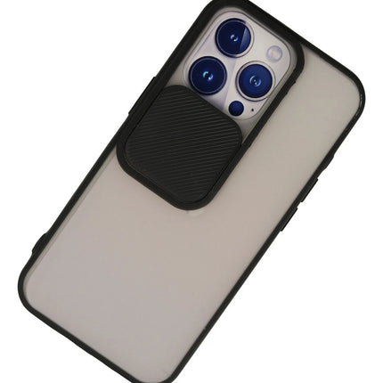iPhone 13 Pro Palm Buzlu Kamera Sürgülü Silikon Kılıf - Siyah 3