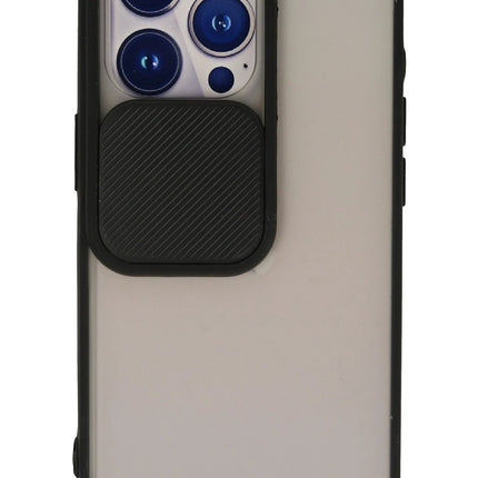 iPhone 13 Pro Palm Buzlu Kamera Sürgülü Silikon Kılıf - Siyah