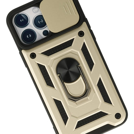 iPhone 13 Pro Pars Lens Yüzüklü Silikon Kılıf - Gold 3
