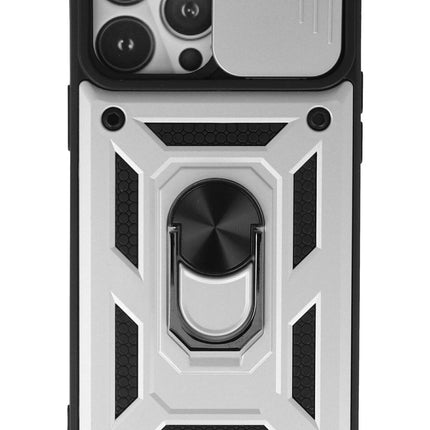 iPhone 13 Pro Pars Lens Yüzüklü Silikon Kılıf - Gümüş