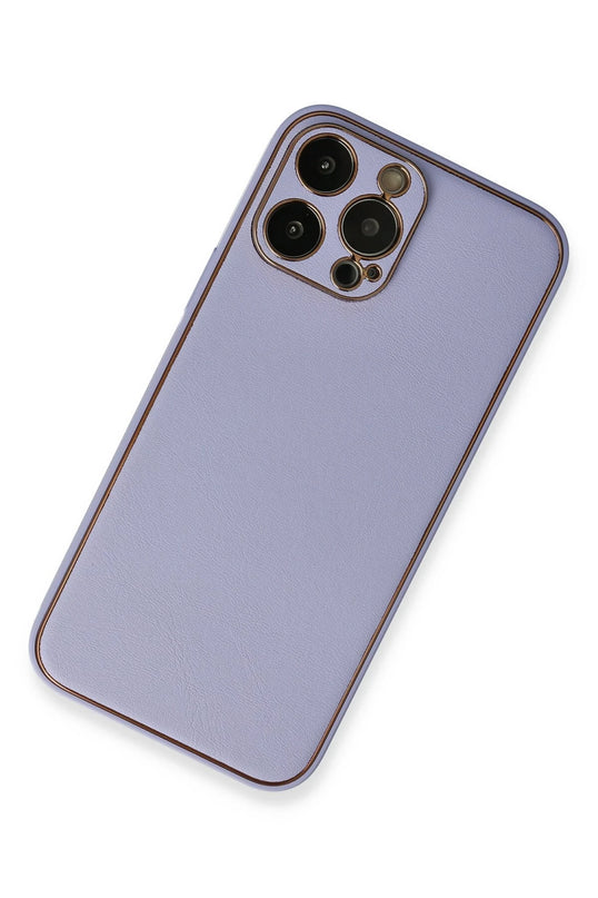 iPhone 13 Pro Max Coco Deri Silikon Kapak Kılıf - Açık Lila 2