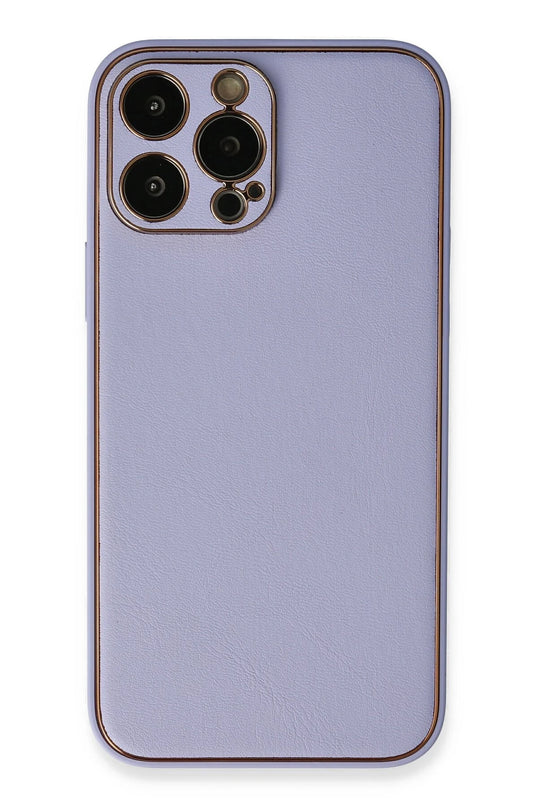 iPhone 13 Pro Max Coco Deri Silikon Kapak Kılıf - Açık Lila