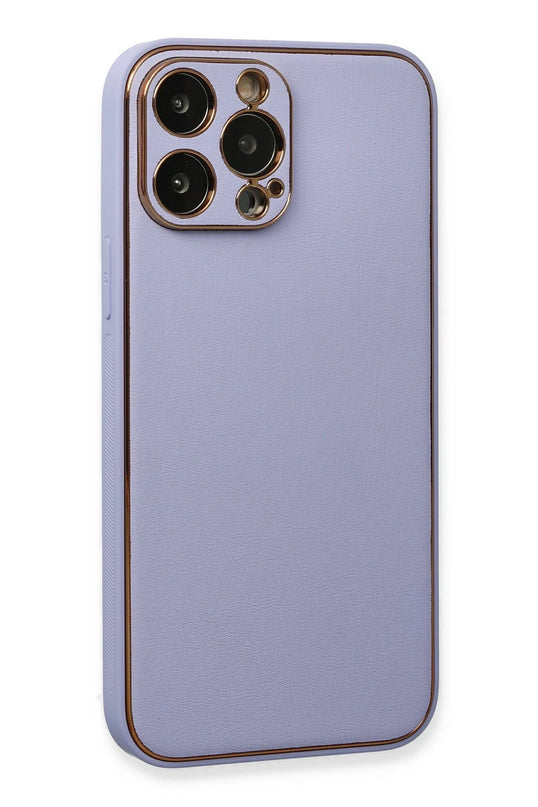 iPhone 13 Pro Max Coco Deri Silikon Kapak Kılıf - Açık Lila 3