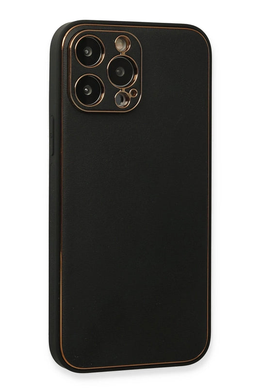 iPhone 13 Pro Max Coco Deri Silikon Kapak Kılıf - Siyah 3