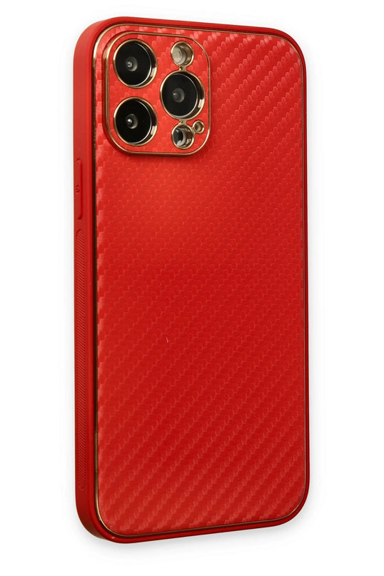 iPhone 13 Pro Max Coco Karbon Silikon Kılıf - Kırmızı 3