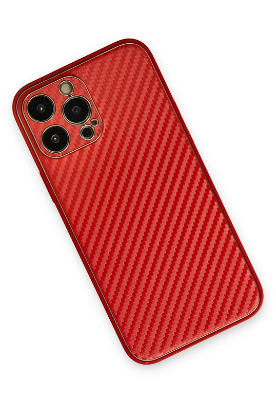 iPhone 13 Pro Max Coco Karbon Silikon Kılıf - Kırmızı 2