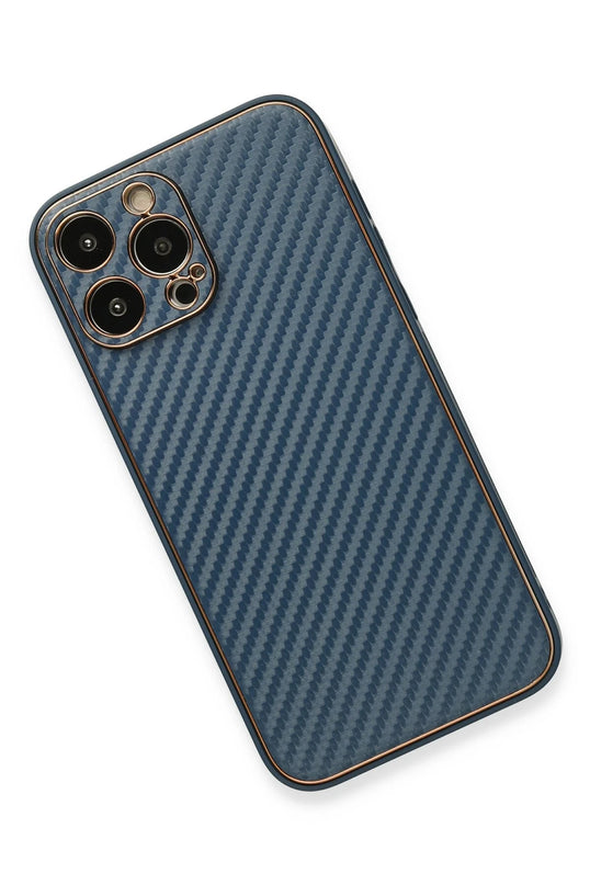 iPhone 13 Pro Max Coco Karbon Silikon Kılıf - Mavi 3