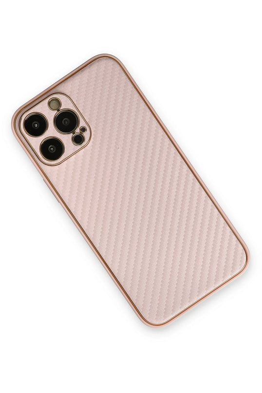 iPhone 13 Pro Max Coco Karbon Silikon Kılıf - Pembe 3