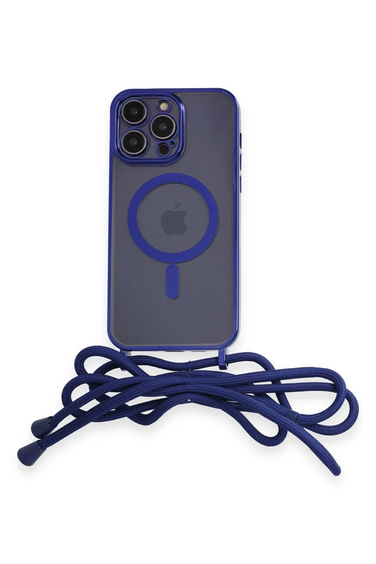 iPhone 13 Pro Max Divo Lazer Askılı Magsafe Kapak Kılıf - Mavi