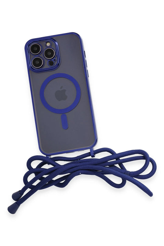 iPhone 13 Pro Max Divo Lazer Askılı Magsafe Kapak Kılıf - Mavi 4