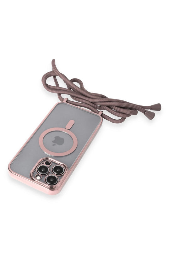iPhone 13 Pro Max Divo Lazer Askılı Magsafe Kapak Kılıf - Pembe 5