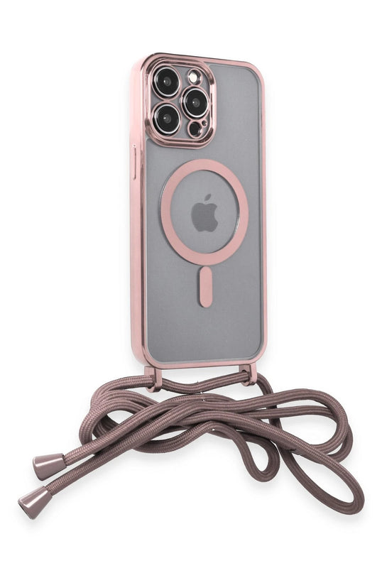 iPhone 13 Pro Max Divo Lazer Askılı Magsafe Kapak Kılıf - Pembe 2