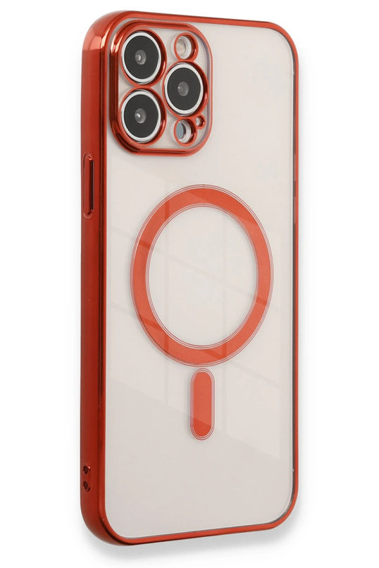 iPhone 13 Pro Max Magneticsafe Lazer Silikon Kılıf - Kırmızı
