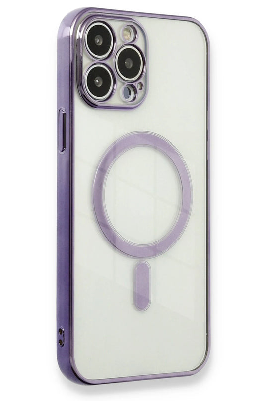 iPhone 13 Pro Max Magneticsafe Lazer Silikon Kılıf - Mor