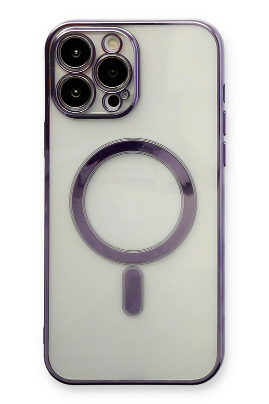 iPhone 13 Pro Max Magneticsafe Lazer Silikon Kılıf - Mor 2