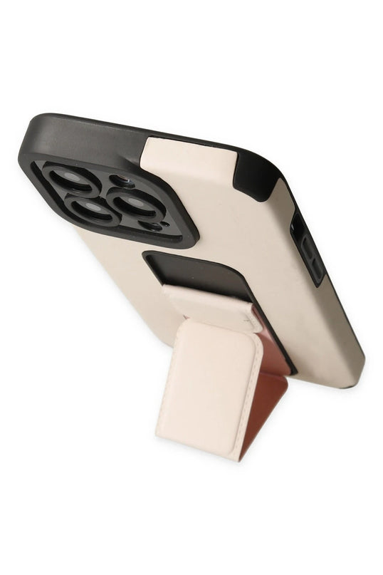 iPhone 13 Pro Max Mega Standlı Silikon Kılıf - Gold 3