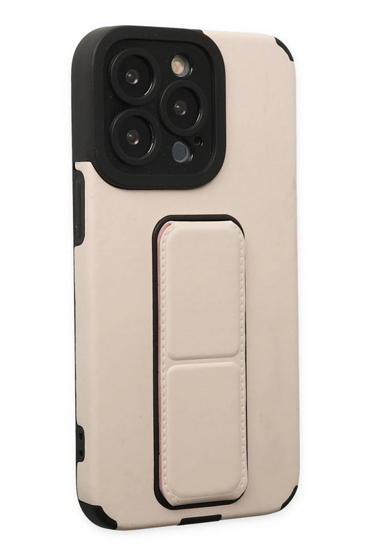 iPhone 13 Pro Max Mega Standlı Silikon Kılıf - Gold 5