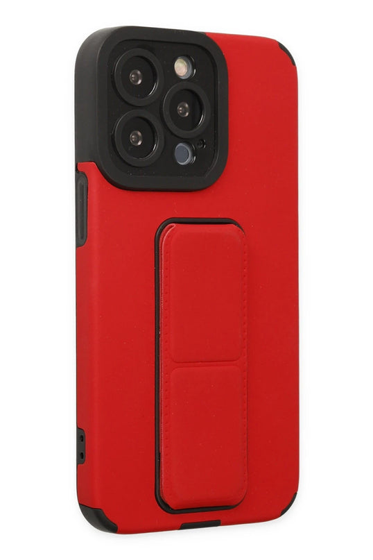iPhone 13 Pro Max Mega Standlı Silikon Kılıf - Kırmızı 5