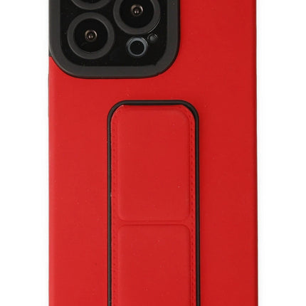 iPhone 13 Pro Max Mega Standlı Silikon Kılıf - Kırmızı