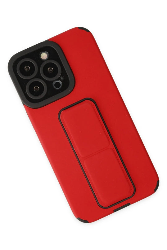 iPhone 13 Pro Max Mega Standlı Silikon Kılıf - Kırmızı 2