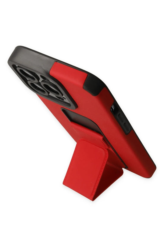 iPhone 13 Pro Max Mega Standlı Silikon Kılıf - Kırmızı 3