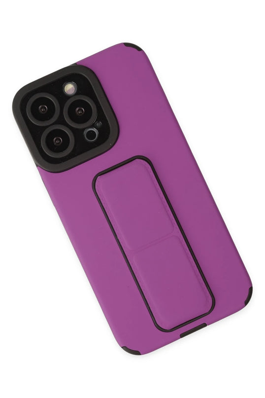 iPhone 13 Pro Max Mega Standlı Silikon Kılıf - Mor 5