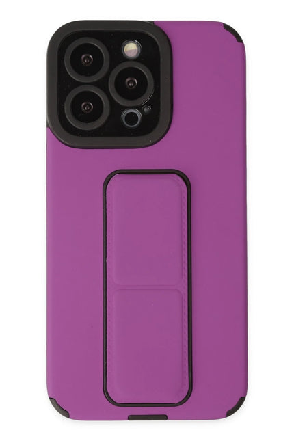 iPhone 13 Pro Max Mega Standlı Silikon Kılıf - Mor