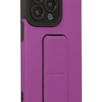 iPhone 13 Pro Max Mega Standlı Silikon Kılıf - Mor 2