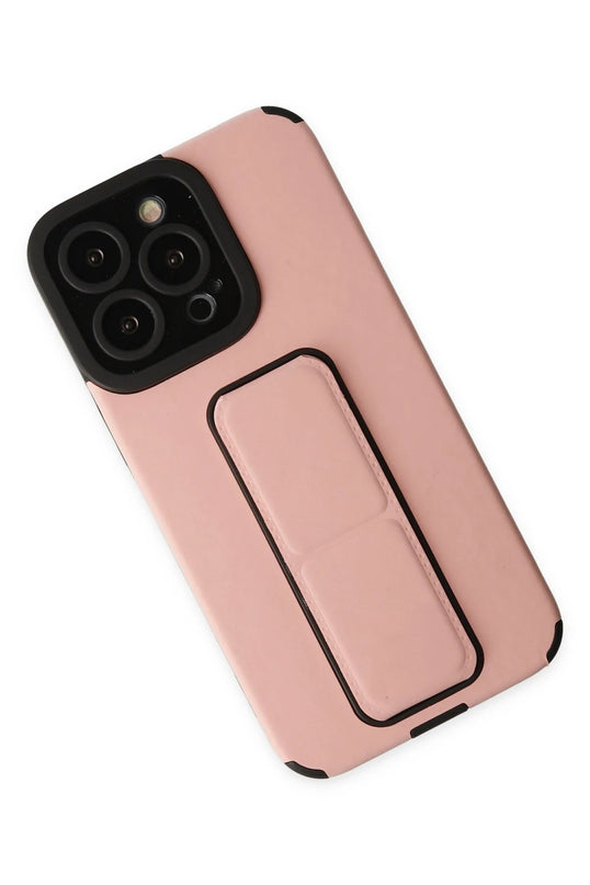 iPhone 13 Pro Max Mega Standlı Silikon Kılıf - Pudra 2