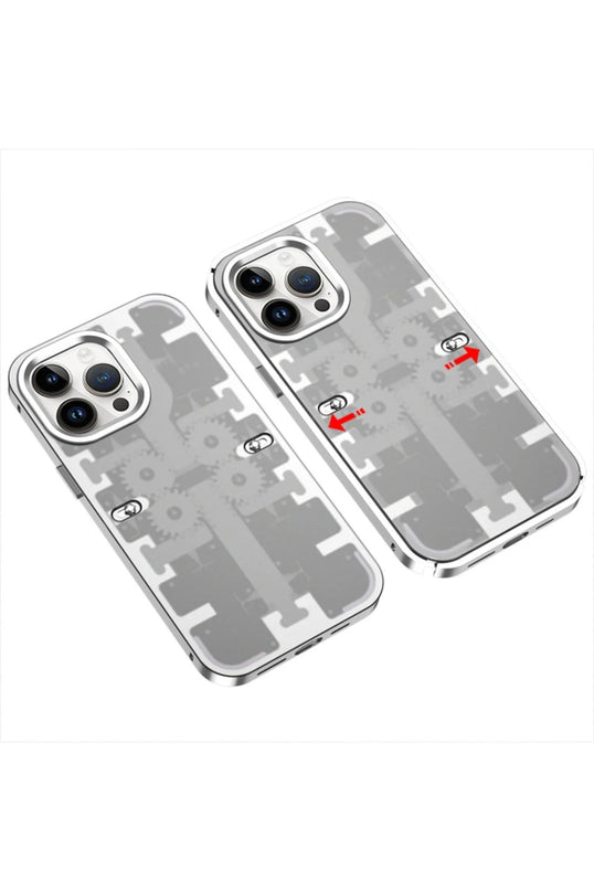 iPhone 13 Pro Max Mekanik Bumper Kapak Kılıf - Gümüş