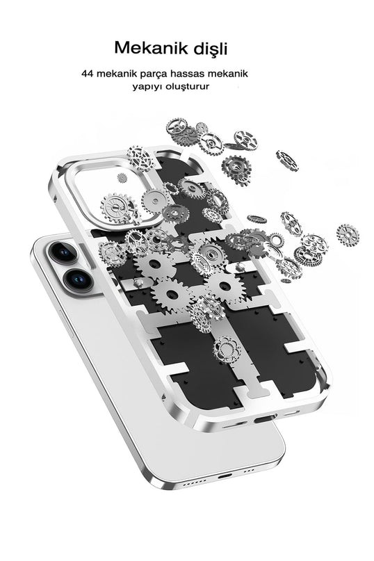 iPhone 13 Pro Max Mekanik Bumper Kapak Kılıf - Gümüş 3