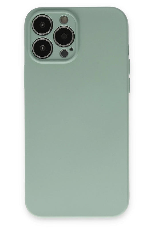 iPhone 13 Pro Max Nano içi Kadife Silikon Kılıf - Su Yeşili