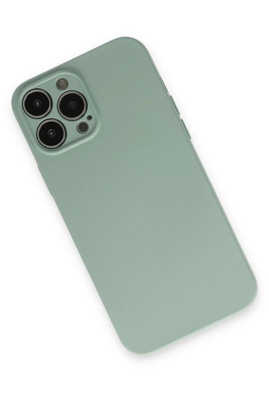 iPhone 13 Pro Max Nano içi Kadife Silikon Kılıf - Su Yeşili 3