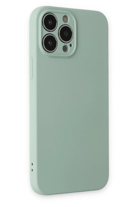 iPhone 13 Pro Max Nano içi Kadife Silikon Kılıf - Su Yeşili 2