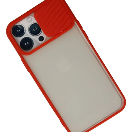 iPhone 13 Pro Max Palm Buzlu Kamera Sürgülü Silikon Kılıf - Kırmızı 3