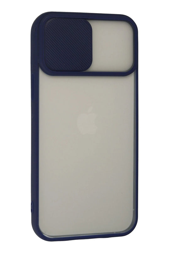 iPhone 13 Pro Max Palm Buzlu Kamera Sürgülü Silikon Kılıf - Lacivert 2