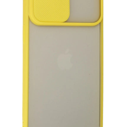 iPhone 13 Pro Max Palm Buzlu Kamera Sürgülü Silikon Kılıf - Sarı 2