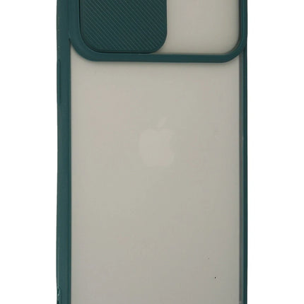iPhone 13 Pro Max Palm Buzlu Kamera Sürgülü Silikon Kılıf - Yeşil 2
