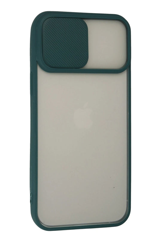 iPhone 13 Pro Max Palm Buzlu Kamera Sürgülü Silikon Kılıf - Yeşil 2
