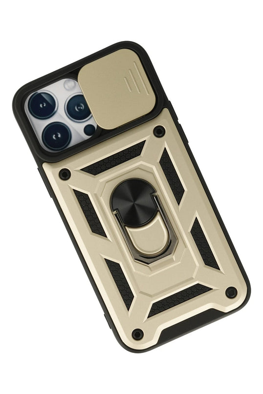 iPhone 13 Pro Max Pars Lens Yüzüklü Silikon Kılıf - Gold 3