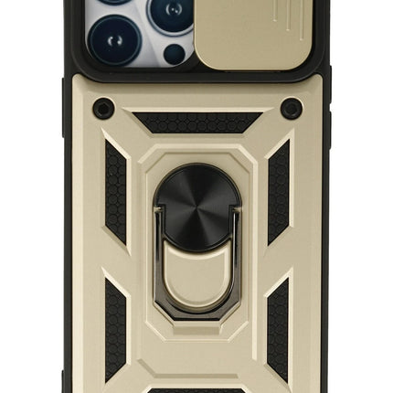 iPhone 13 Pro Max Pars Lens Yüzüklü Silikon Kılıf - Gold