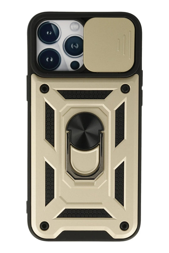 iPhone 13 Pro Max Pars Lens Yüzüklü Silikon Kılıf - Gold