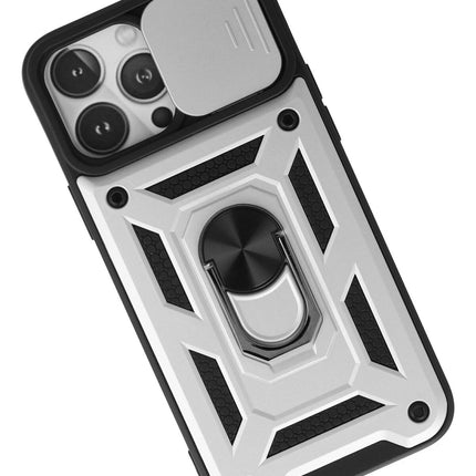 iPhone 13 Pro Max Pars Lens Yüzüklü Silikon Kılıf - Gümüş 3