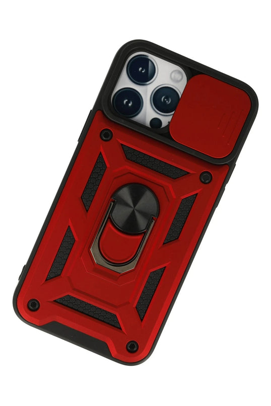 iPhone 13 Pro Max Pars Lens Yüzüklü Silikon Kılıf - Kırmızı 3