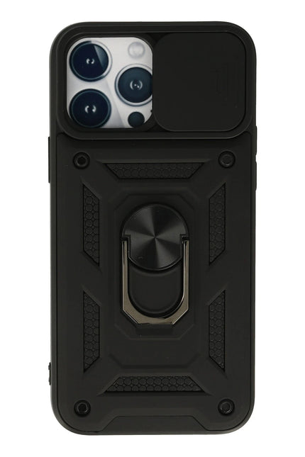 iPhone 13 Pro Max Pars Lens Yüzüklü Silikon Kılıf - Siyah